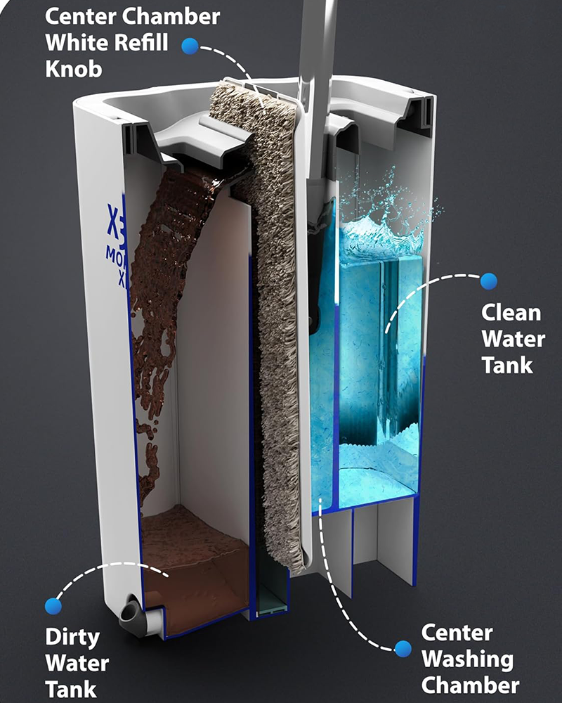 Våt og tørr bruk Mopx Mini Flat Mopp bøttesett